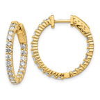 14k Diamond Round Hoop w/Safety Clasp Earrings