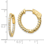 14k Diamond Round Hoop w/Safety Clasp Earrings