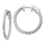 14k White Gold Diamond Round Hoop w/Safety Clasp Earrings
