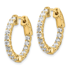 14k Diamond Round Hoop w/Safety Clasp Earrings