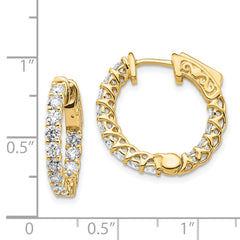 14k Diamond Round Hoop w/Safety Clasp Earrings