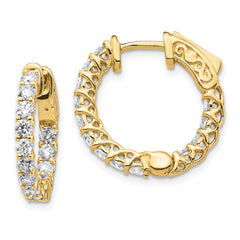 14k Diamond Round Hoop w/Safety Clasp Earrings