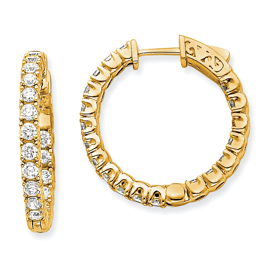 14k Diamond Round Hoop w/Safety Clasp Earrings