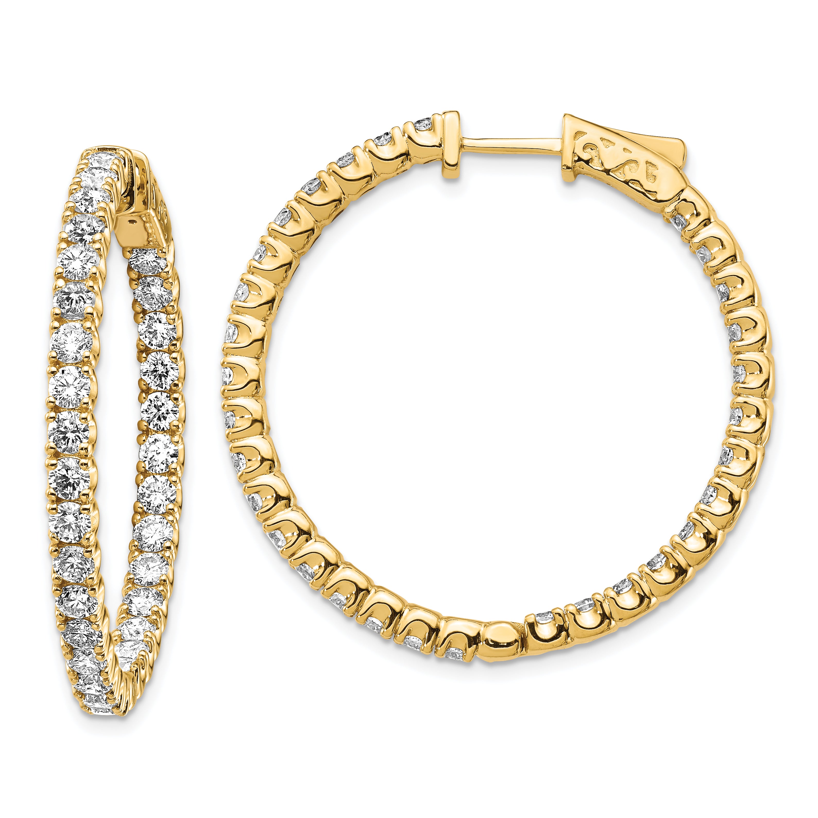14k Diamond Round Hoop w/Safety Clasp Earrings Main image