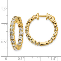 14k Diamond Round Hoop w/Safety Clasp Earrings