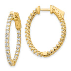 14k Diamond Oval Hoop w/Safety Clasp Earrings