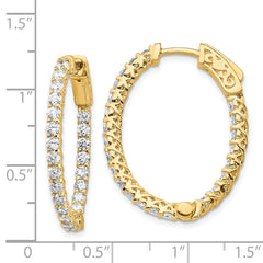 14k Diamond Oval Hoop w/Safety Clasp Earrings