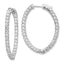 14k White Gold Diamond Oval Hoop w/Safety Clasp Earrings