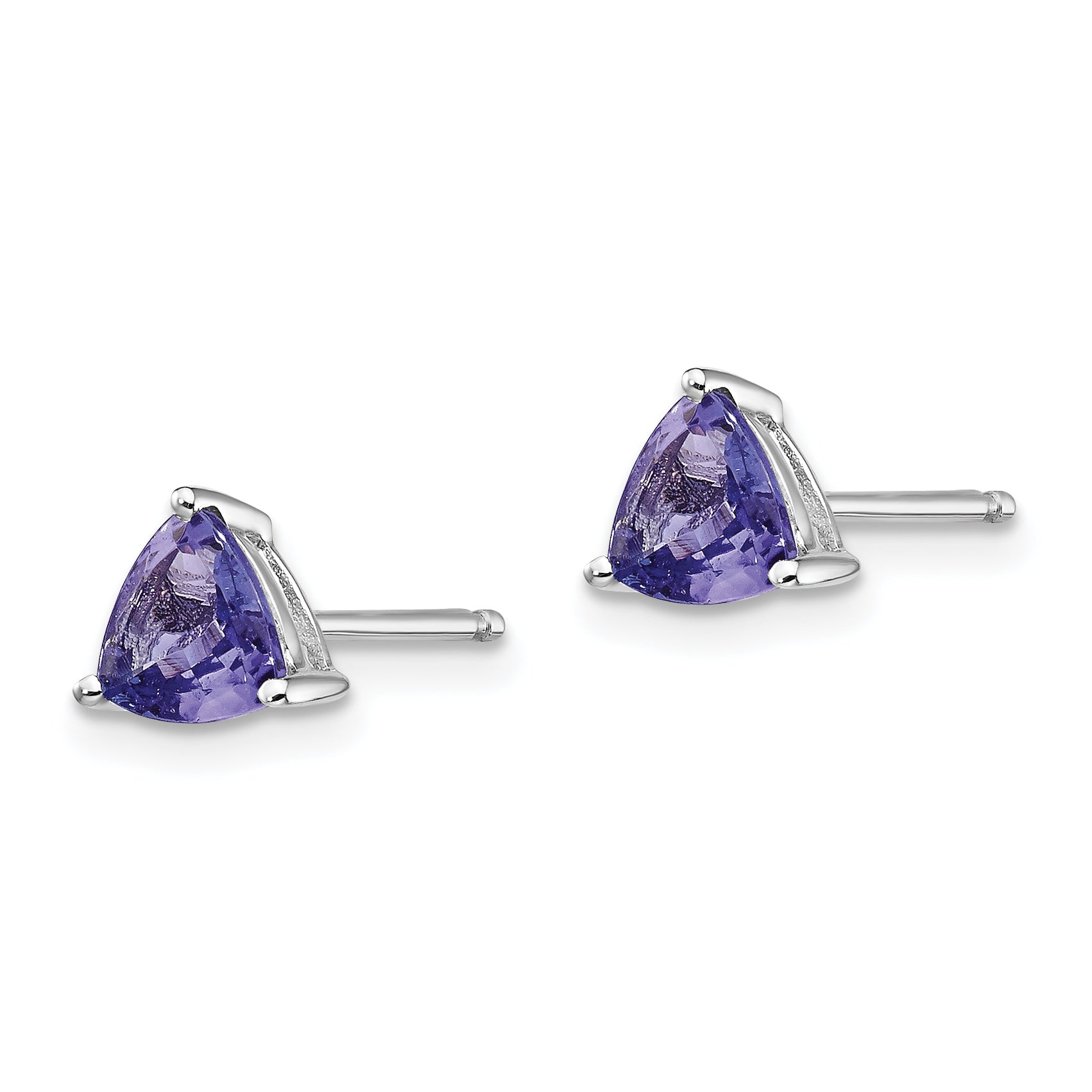 14k White Gold Trillion Tanzanite Post Earrings Secondary image