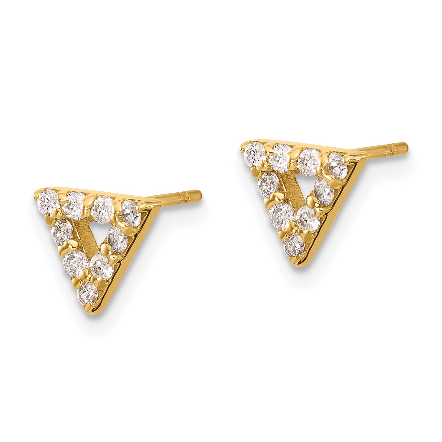 14k Diamond Triangle Open Earrings