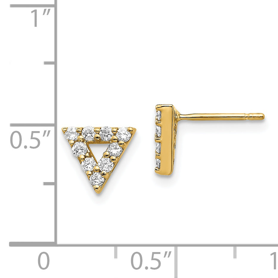 14k Diamond Triangle Open Earrings