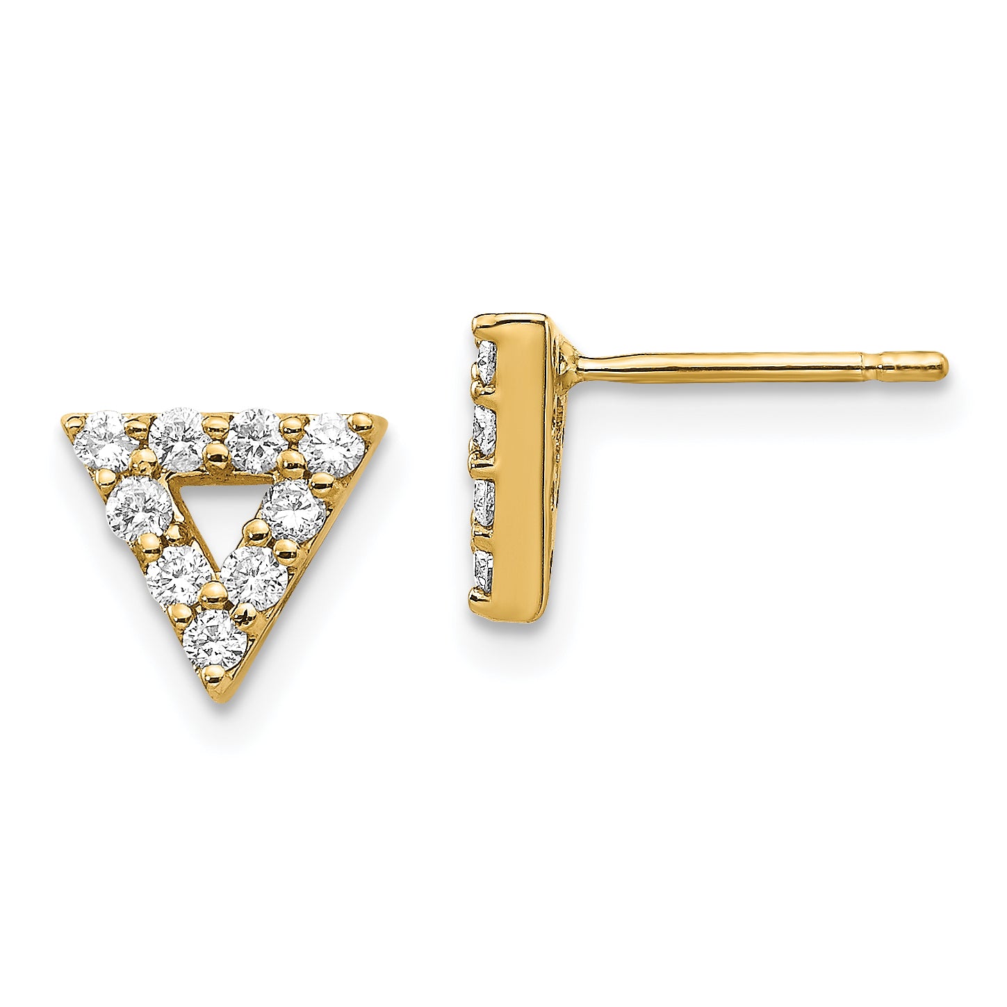 14k Diamond Triangle Open Earrings