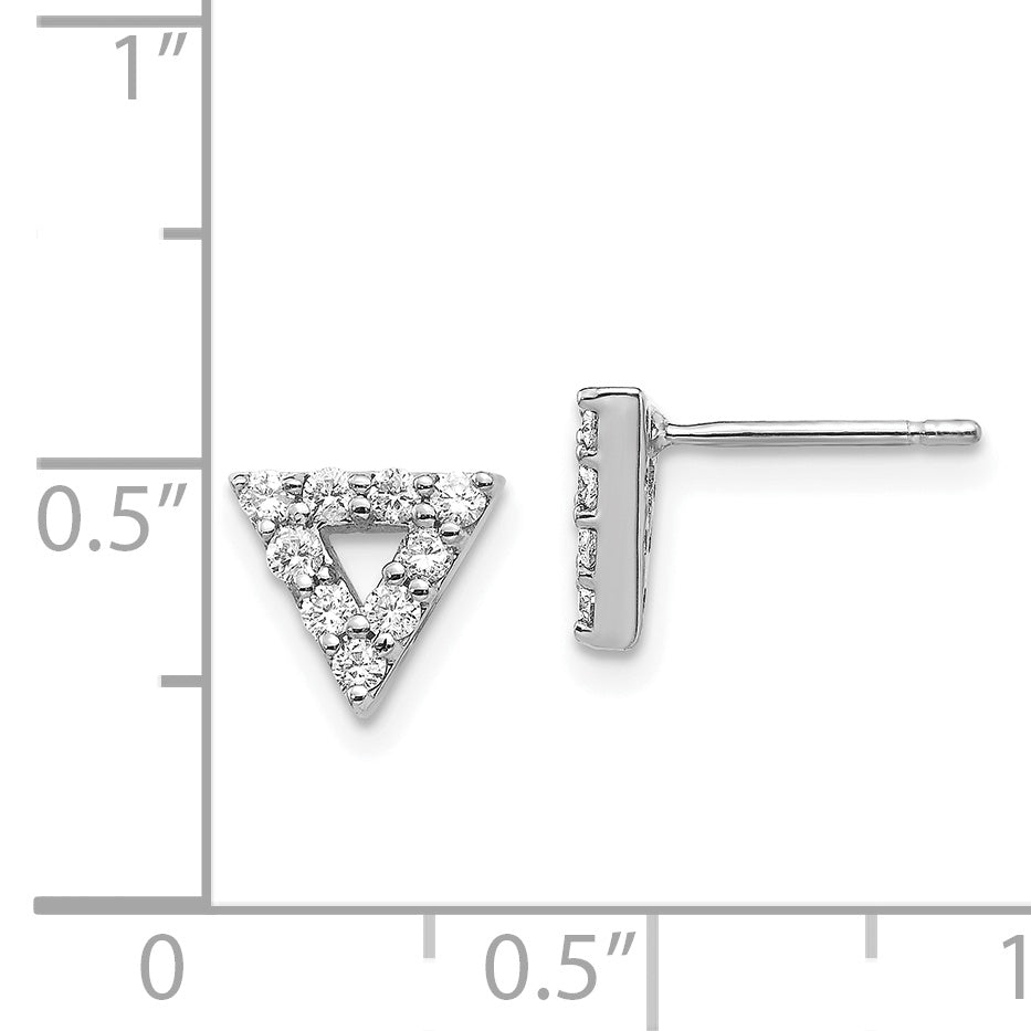 14k White Gold Diamond Triangle Open Earrings
