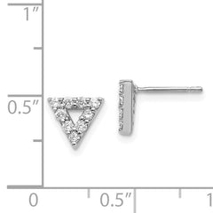 14k White Gold Diamond Triangle Open Earrings