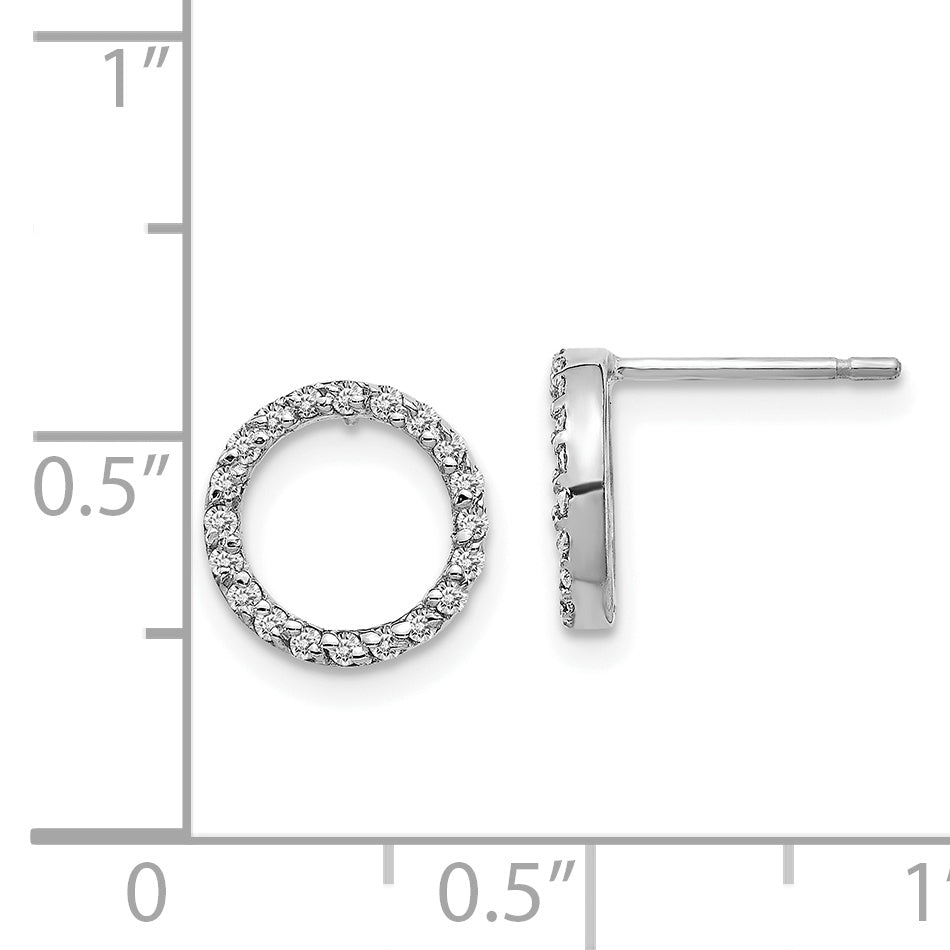 14k White Gold Diamond Open Circle Earrings