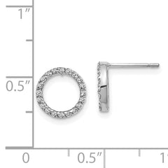 14k White Gold Diamond Open Circle Earrings