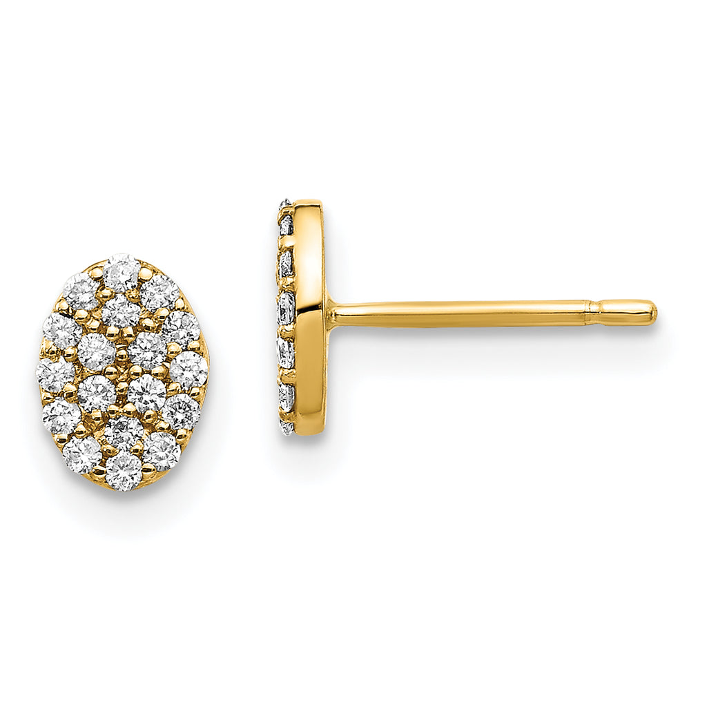 14k Diamond Cluster Oval Earrings