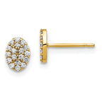14k Diamond Cluster Oval Earrings