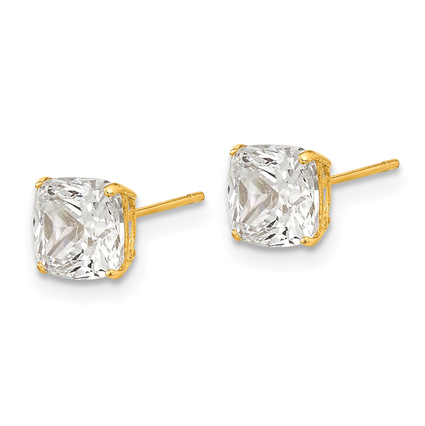 14k Polished 6x6 Cushion Cut CZ Stud Post Earrings Secondary image