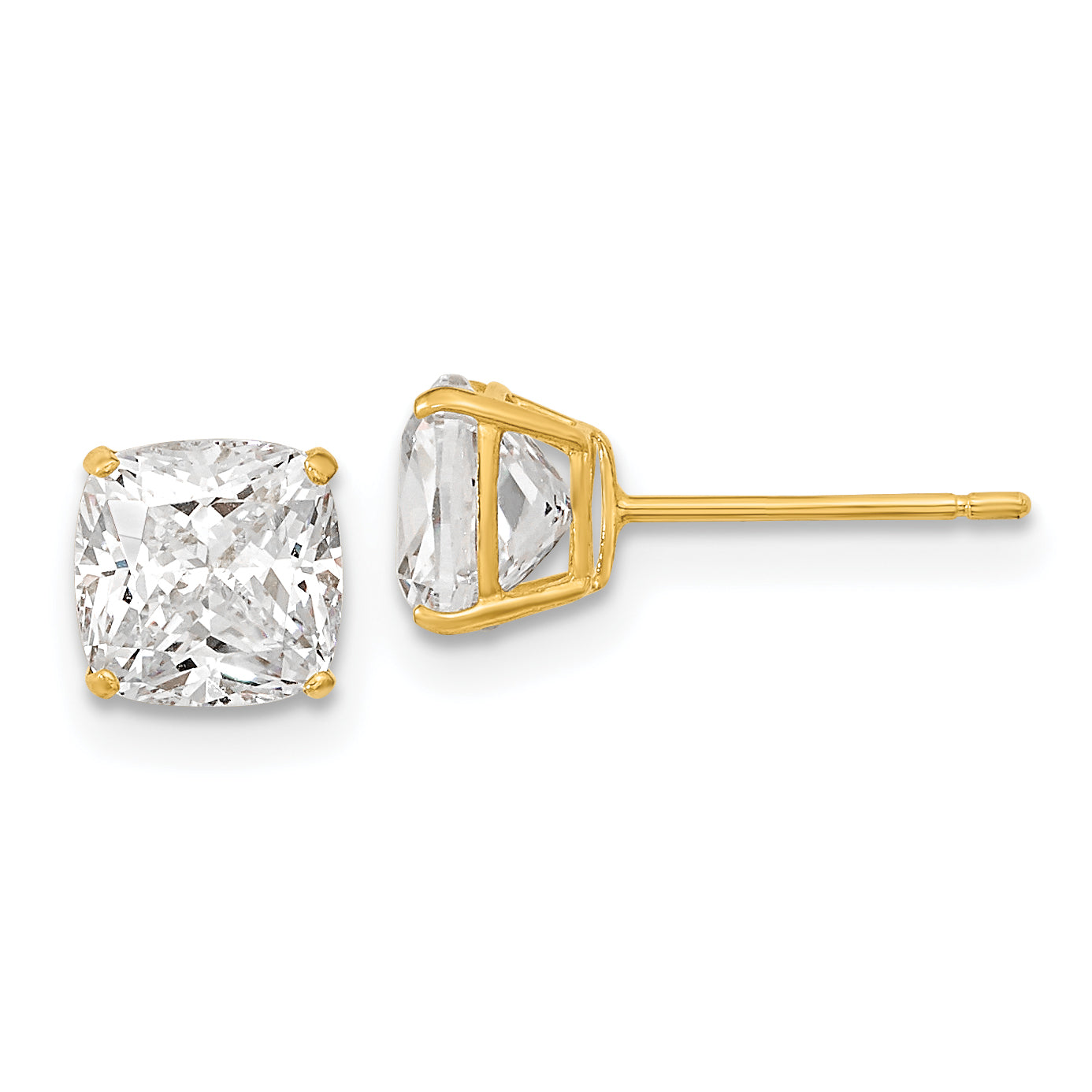 14k Polished 6x6 Cushion Cut CZ Stud Post Earrings Main image