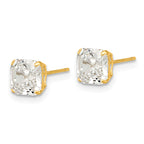 14k Polished 6x6 ASterling Silvercher Cut CZ Studs Post Earrings