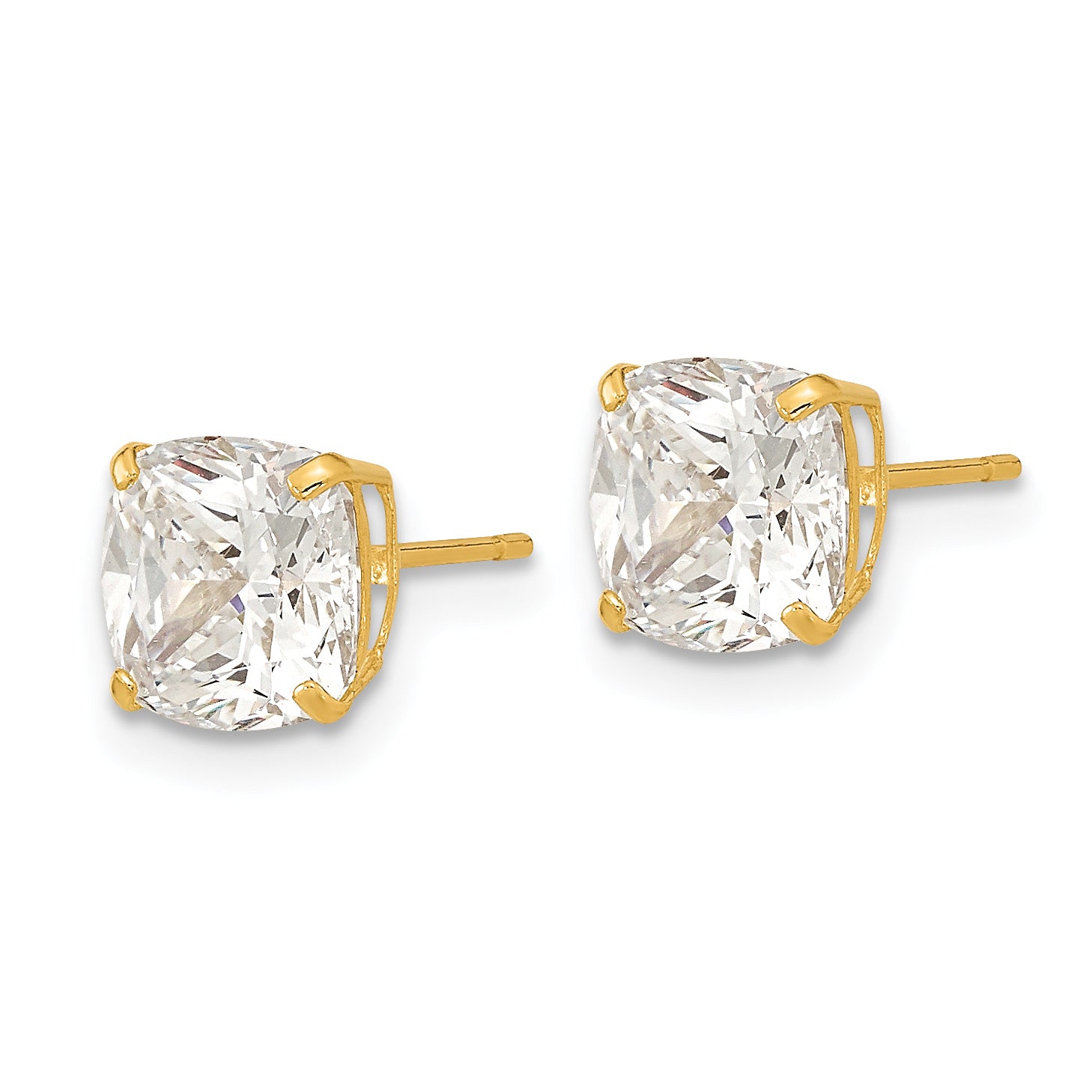 14k Polished 7x7 Cushion Cut CZ Studs Post Earrings Secondary image