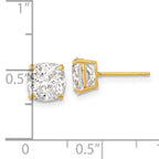 14k Polished 7x7 Cushion Cut CZ Studs Post Earrings
