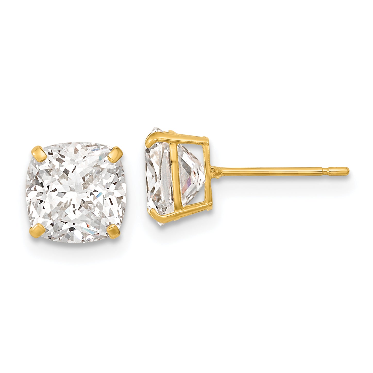 14k Polished 7x7 Cushion Cut CZ Studs Post Earrings Main image