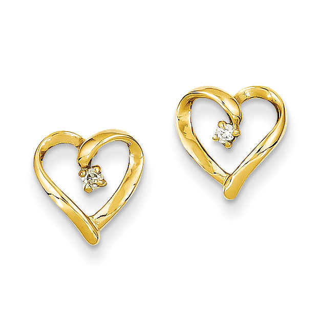 14k AA Diamond Heart Earrings