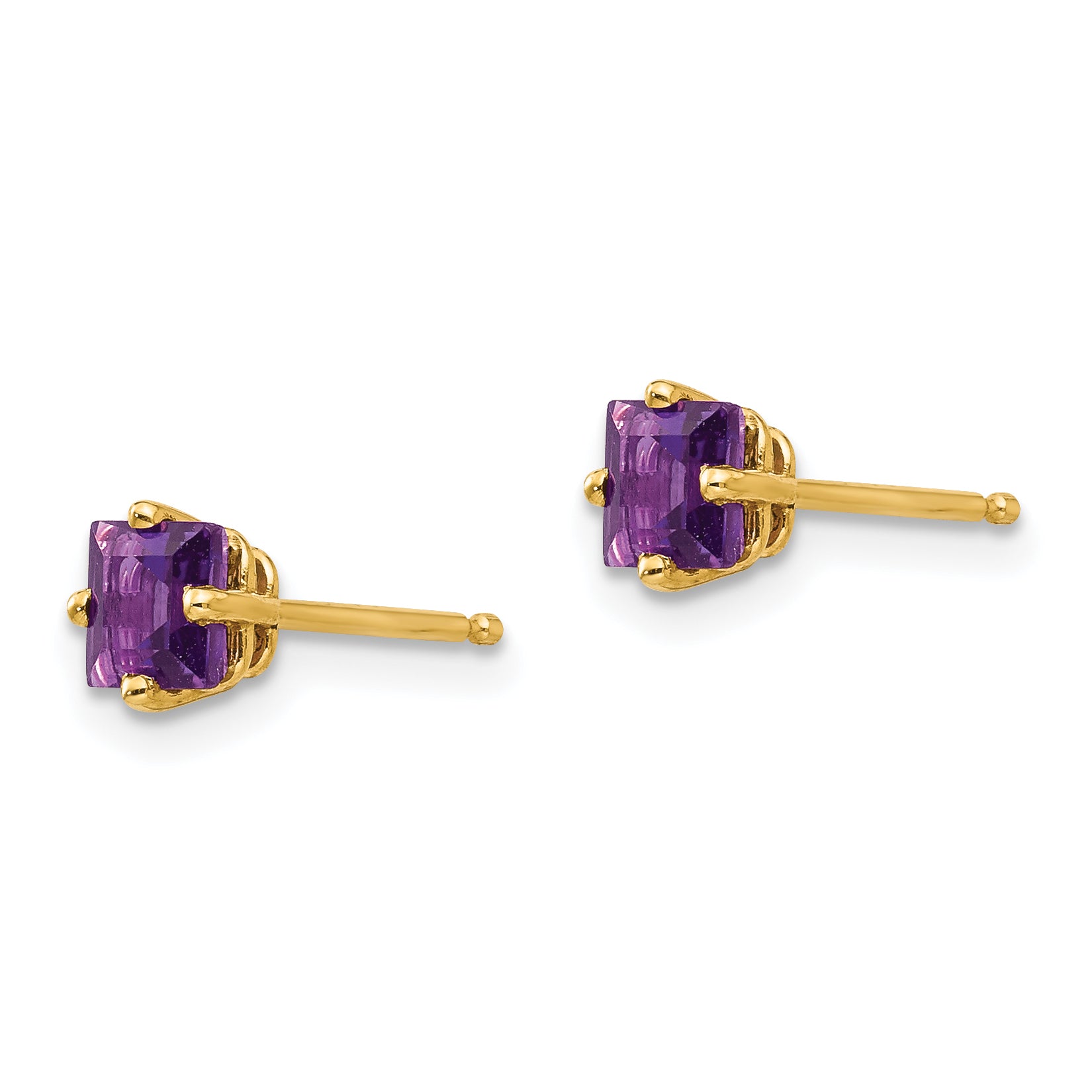14k 4mm PrinceSterling Silver Cut Amethyst Earrings Secondary image