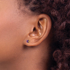 14k 4mm Princess Cut Amethyst Earrings