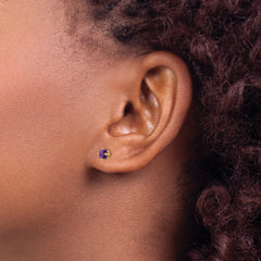 14k 4mm Princess Cut Amethyst Earrings