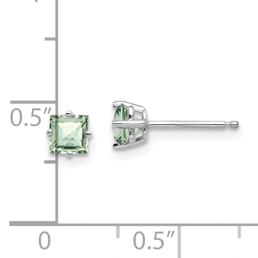 14kw 4mm Square Checker-Cut Green Quartz Earrings Secondary image