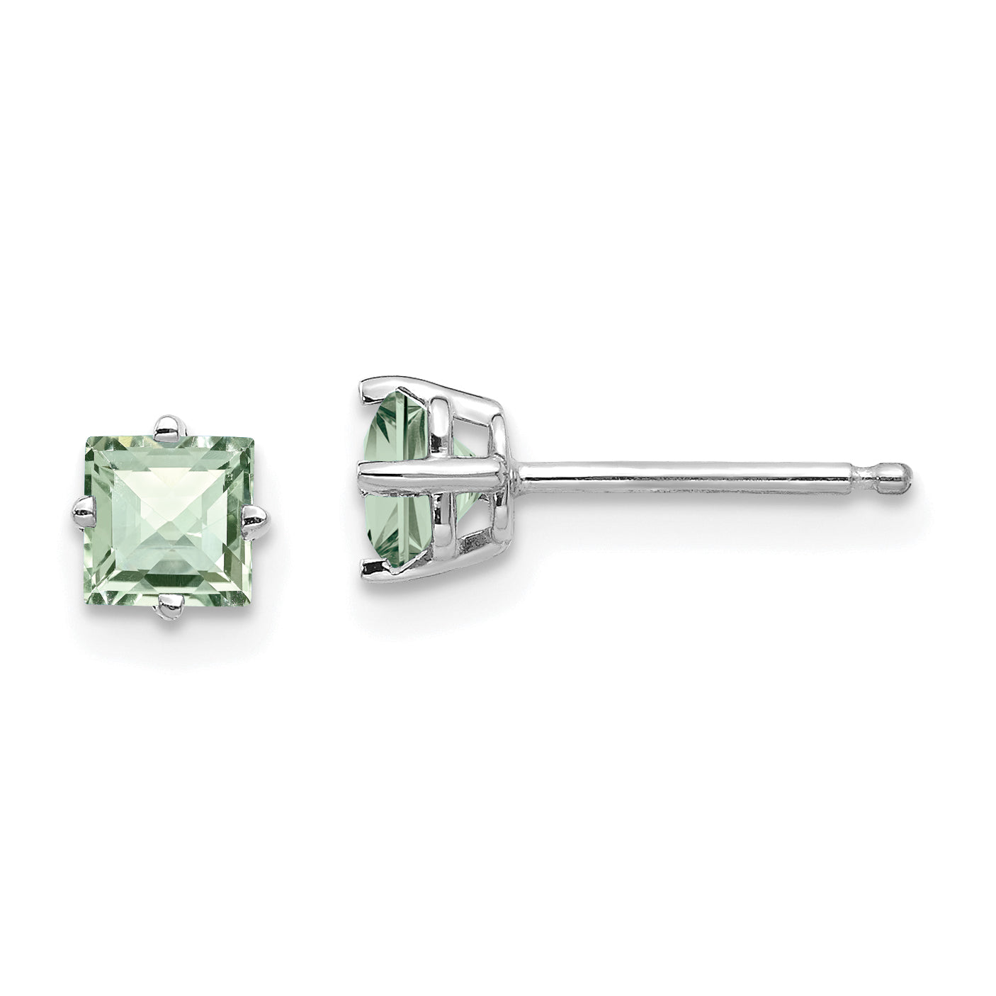 14kw 4mm Square Checker-Cut Green Quartz Earrings Main image