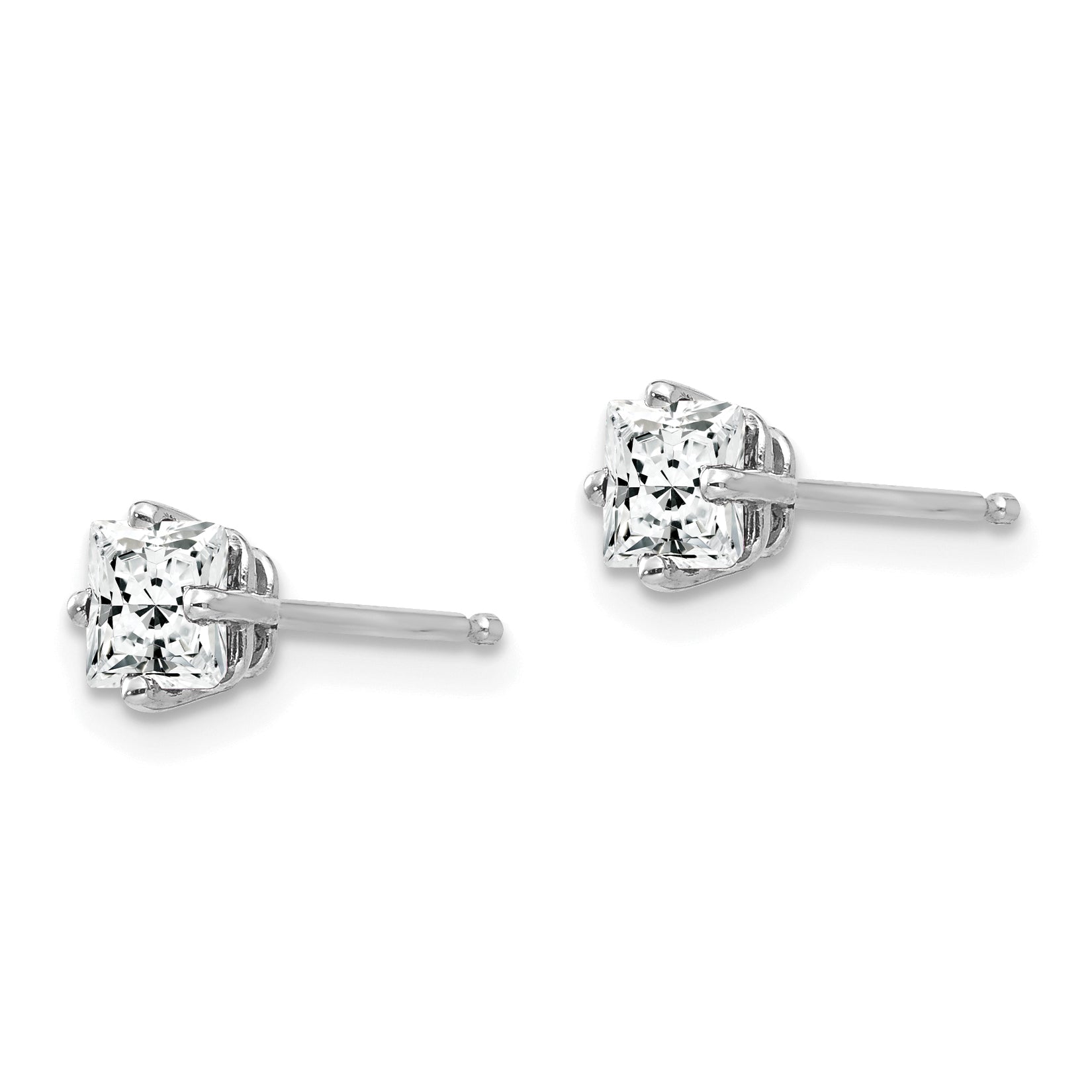 14k White Gold 4mm Cubic Zirconia Earrings Secondary image