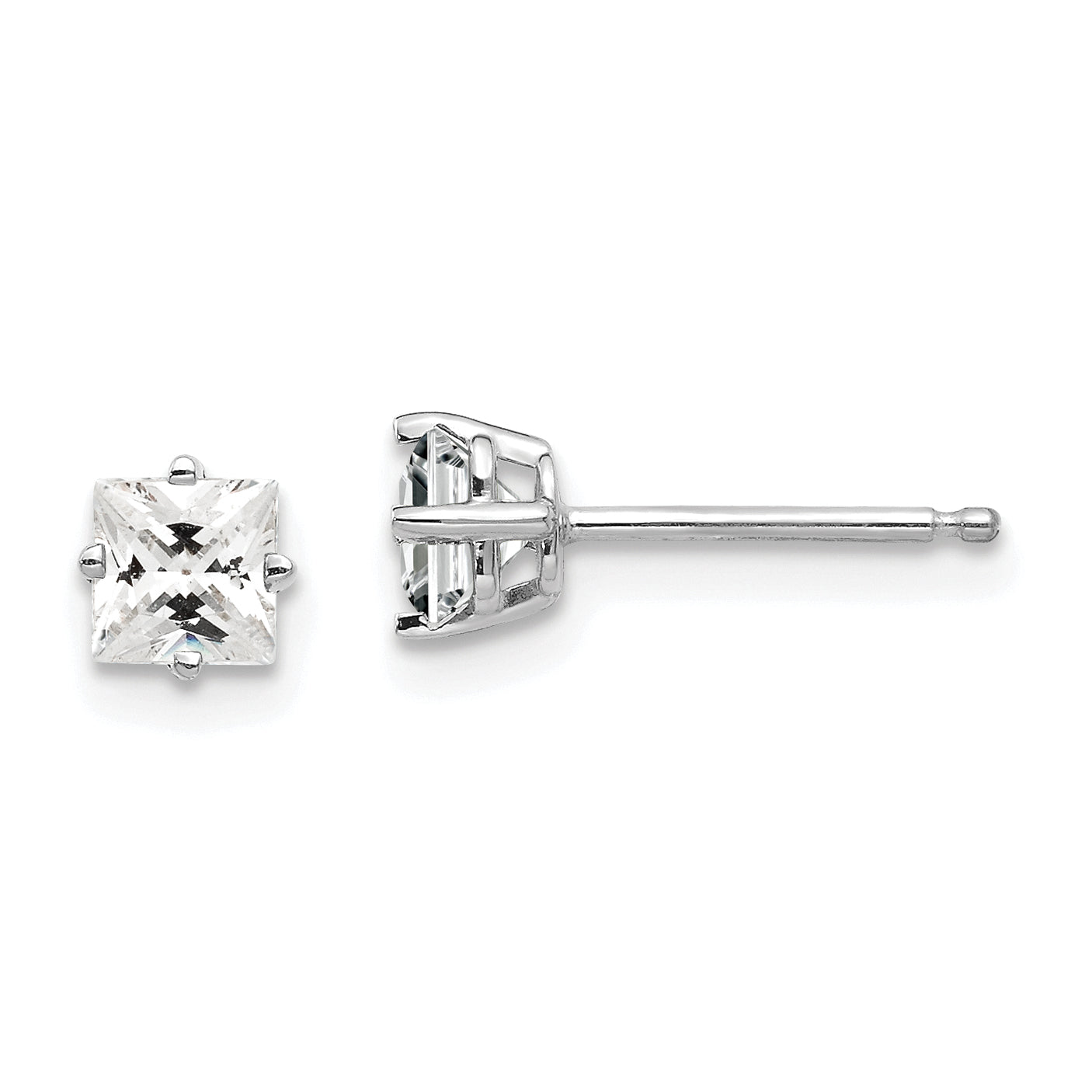 14k White Gold 4mm Cubic Zirconia Earrings Main image