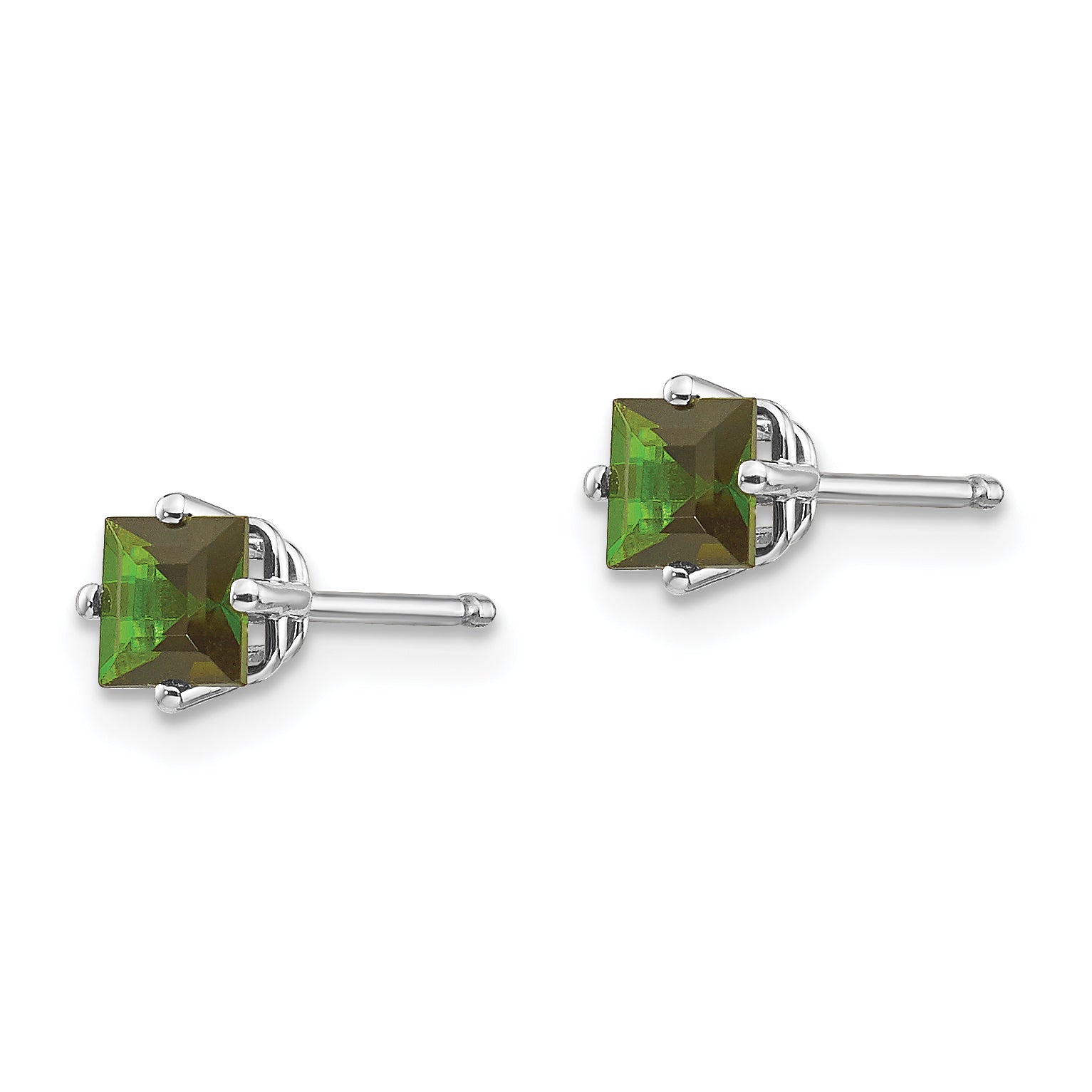 14k White Gold Green Tourmaline Earrings Secondary image
