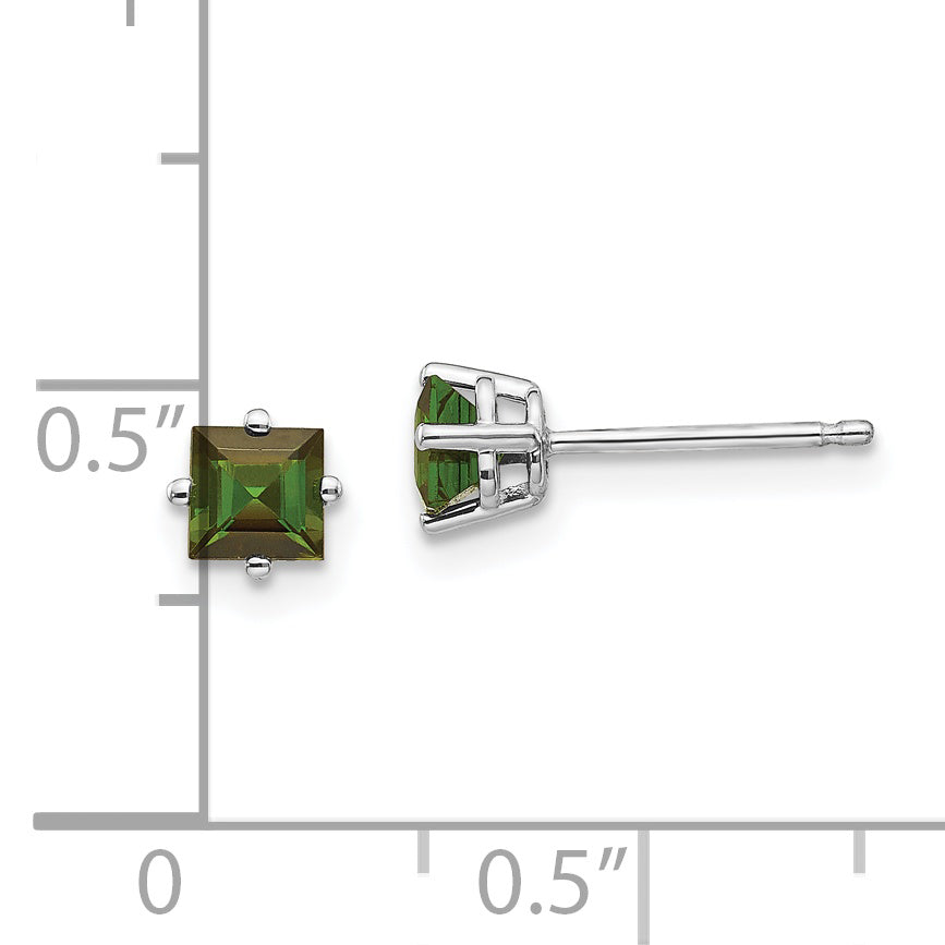 14k White Gold Green Tourmaline Earrings