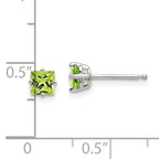 14k White Gold 4mm Square Step Cut Peridot Earrings