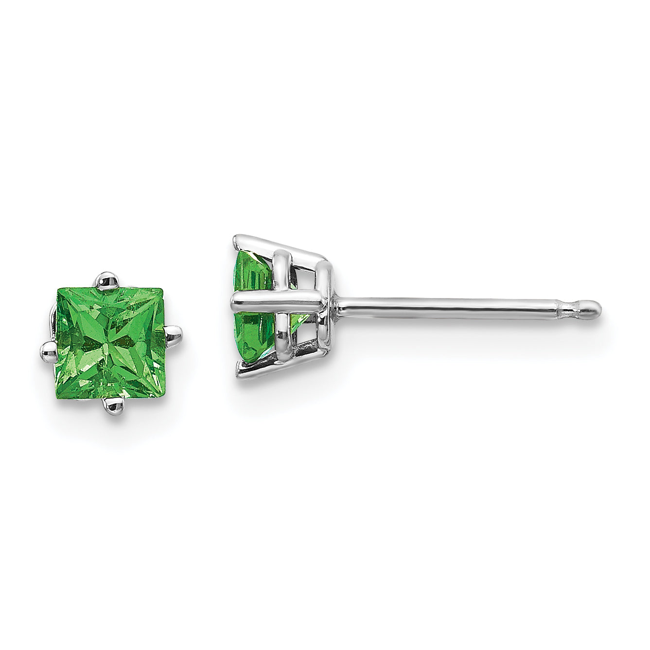 14k White Gold Tsavorite Post Earrings Main image