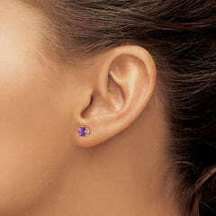 14k 5mm Princess Cut Amethyst Earrings