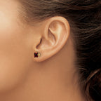 14k 5mm PrinceSterling Silver Cut Garnet Earrings