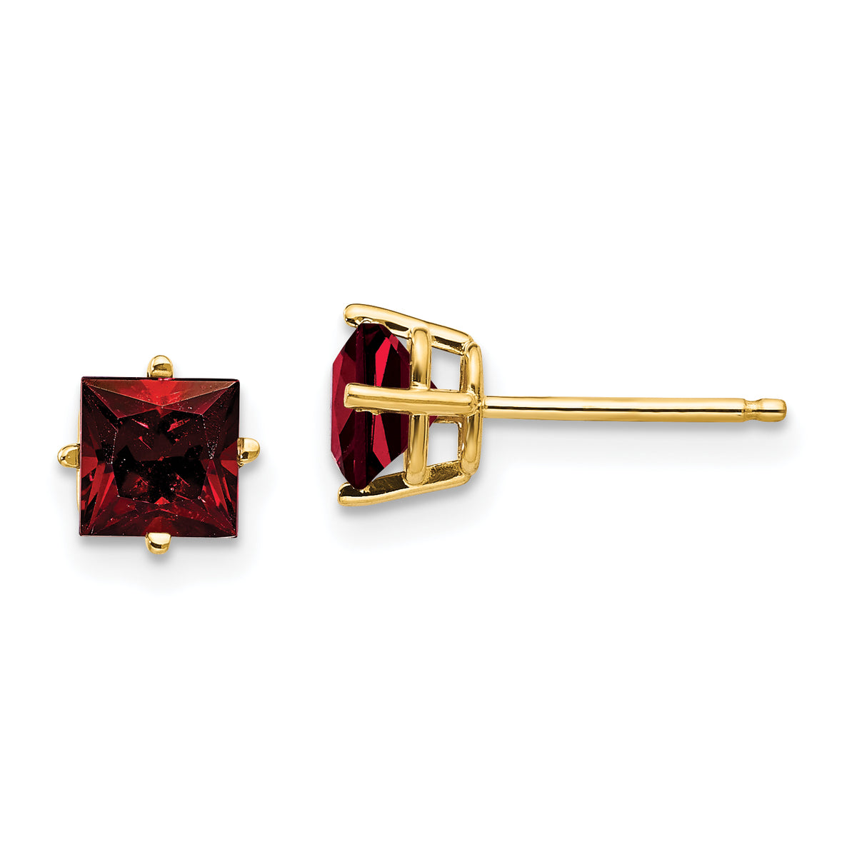 14k 5mm Princess Cut Garnet Earrings