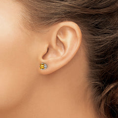 14k White Gold 5mm PrinceSterling Silver Cut Citrine Earrings
