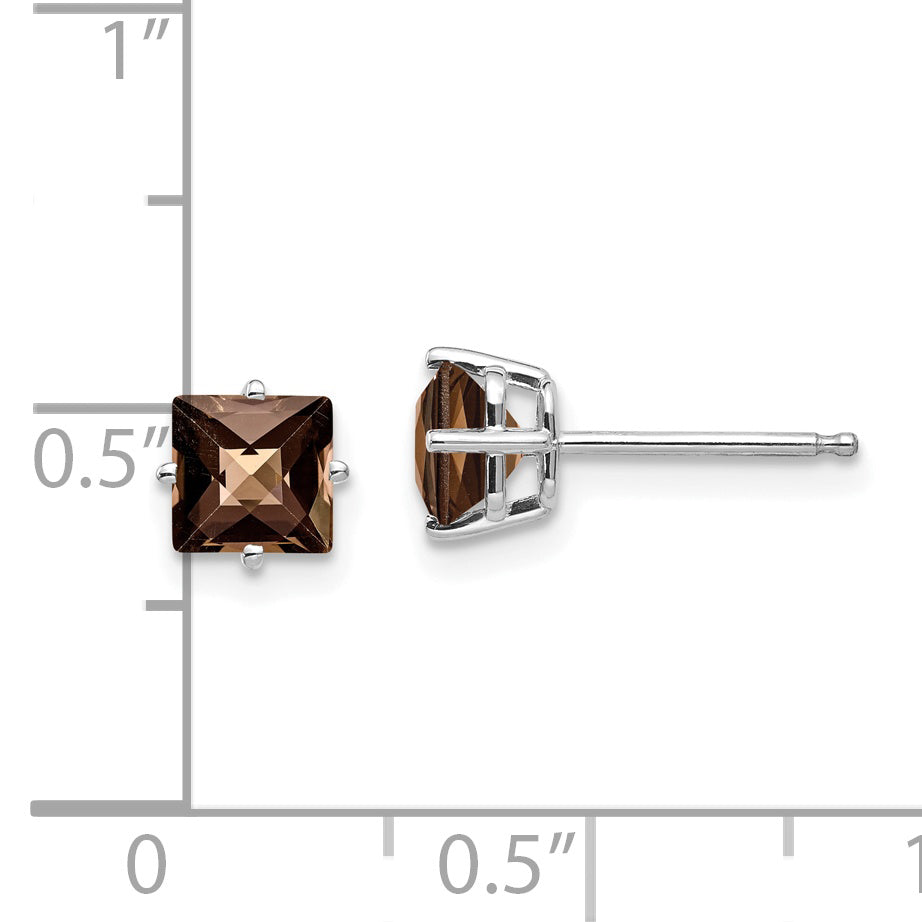 14kw 5mm Square Checker-Cut Smoky Quartz Earrings Secondary image