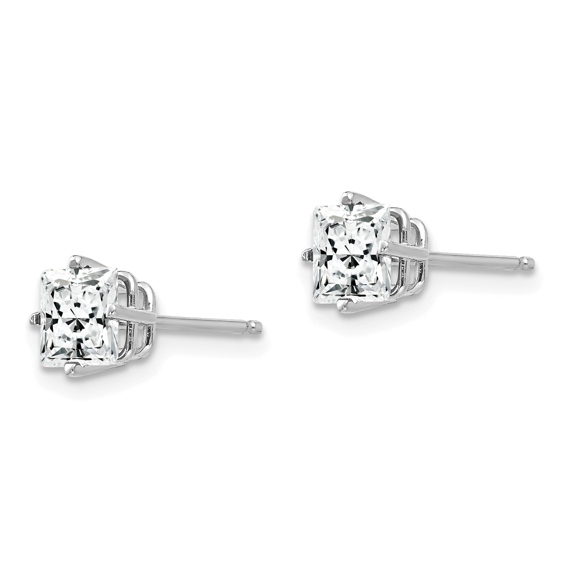 14k White Gold 5mm Cubic Zirconia Earrings Secondary image