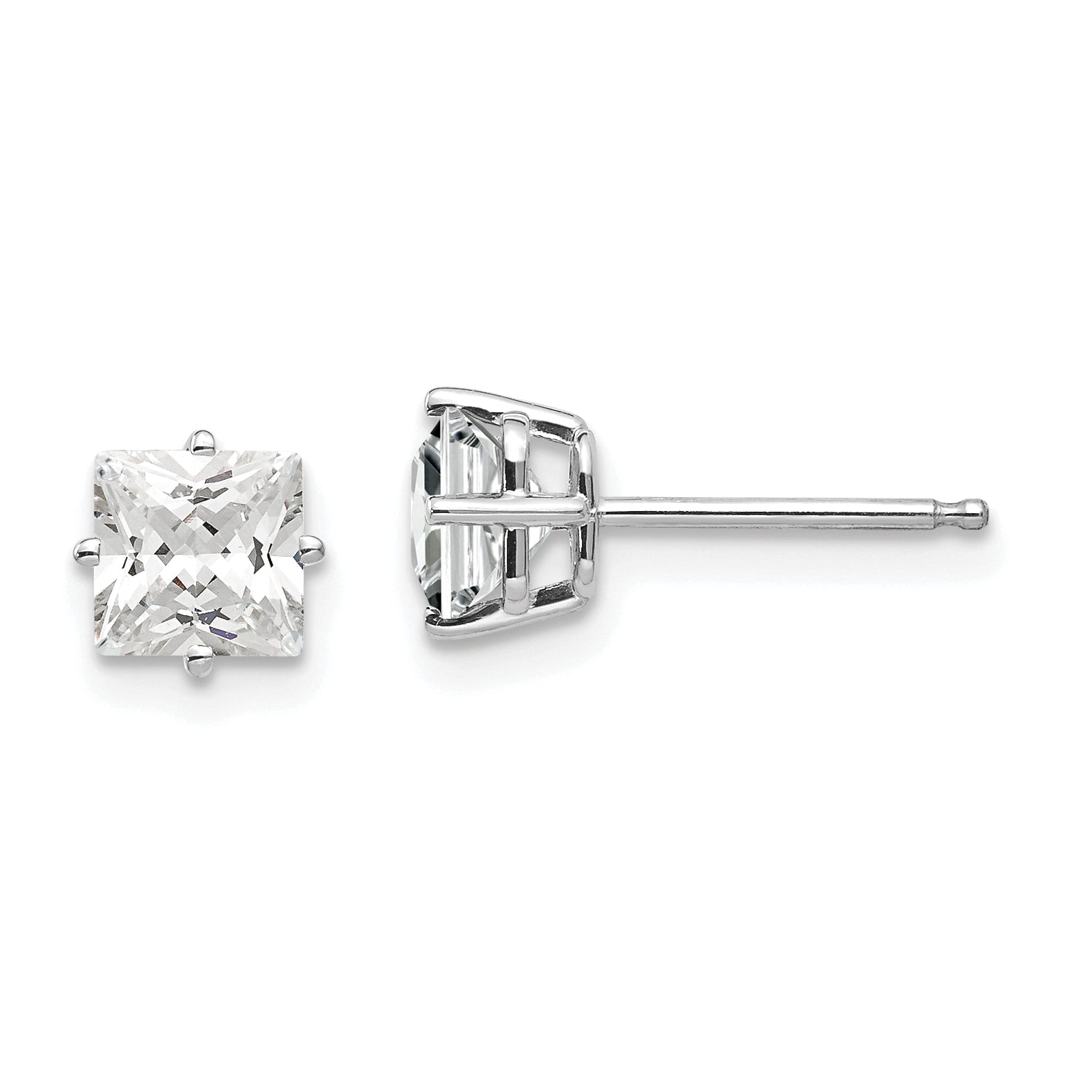 14k White Gold 5mm Cubic Zirconia Earrings Main image