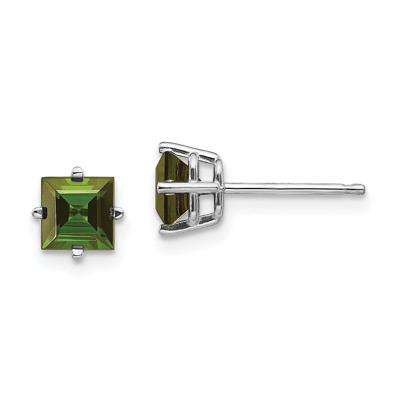 14k White Gold Green Tourmaline Earrings Main image