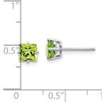 14k White Gold 5mm Square Step Cut Peridot Earrings