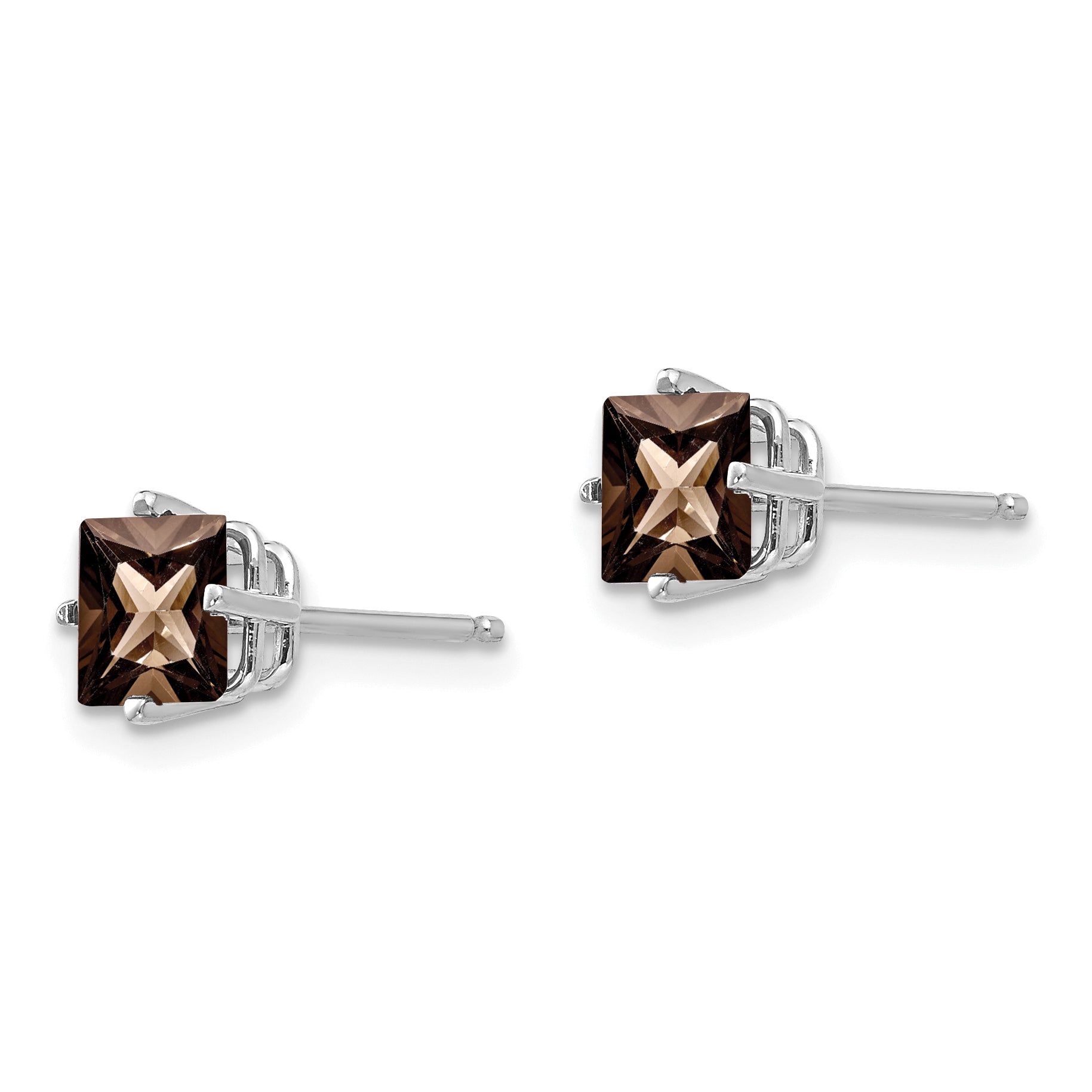 14kw 5mm Square Smoky Quartz Earrings Secondary image